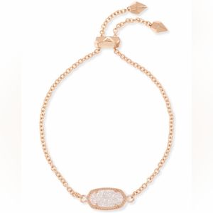 NWOT Kendra Scott Elaina Rose Gold Adjustable Chain Bracelet in Iridescent Drusy